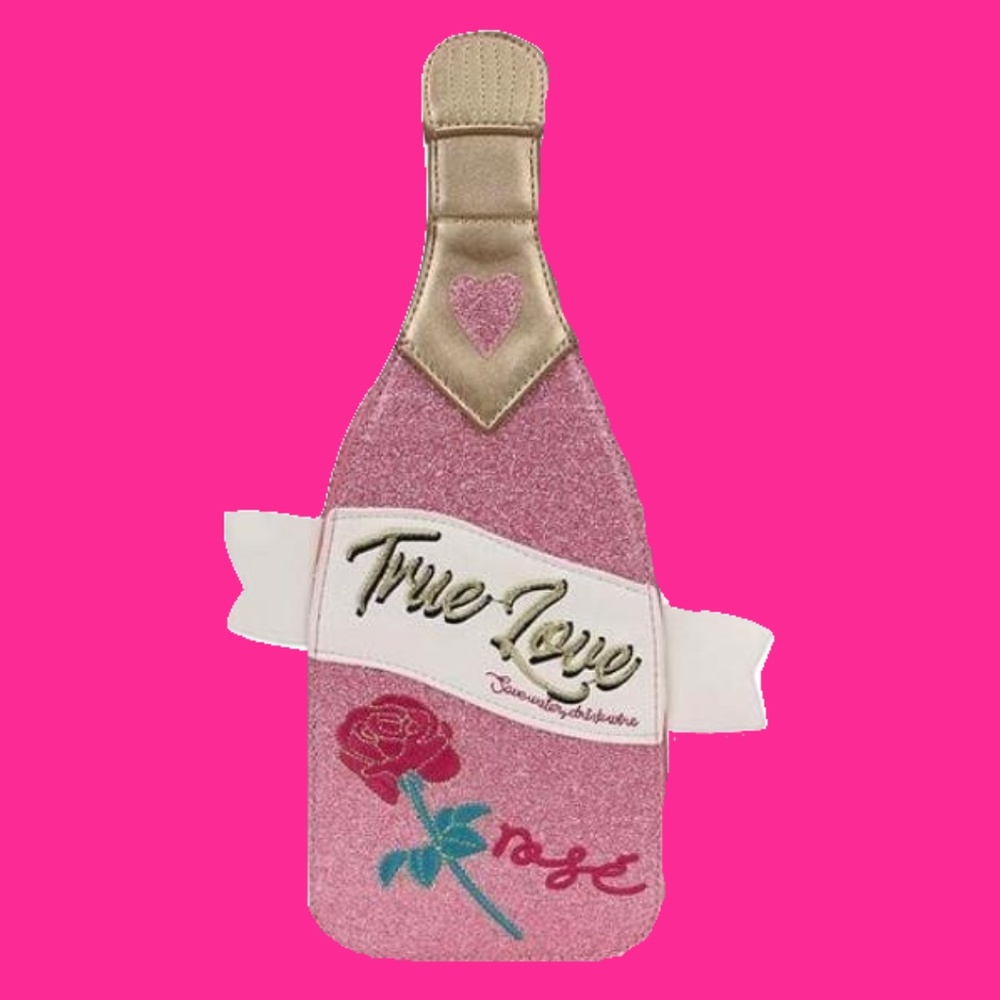 pink champagne bottle crossbody purse kawaii bag
